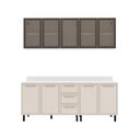 Ver imagem 2 de Cozinha Compacta Amara 9 Portas 3 Gavetas com Vidro Creme/branco - Politorno