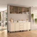 Ver imagem 1 de Cozinha Compacta Amara 9 Portas 3 Gavetas com Vidro Creme/branco - Politorno