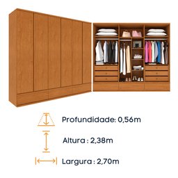 Guarda Roupa Casal 6 Portas 9 Gavetas Esparta Tcil Móveis - 15