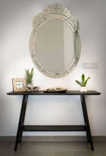 Espelho de Parede Veneziano Oval Importado 100 x 66 - Branco - 1