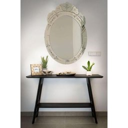 Espelho de Parede Veneziano Oval Importado 100 x 66 - Branco - 1