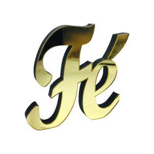 Adorno de Mesa Palavra Fé Acrílico 12 Cm