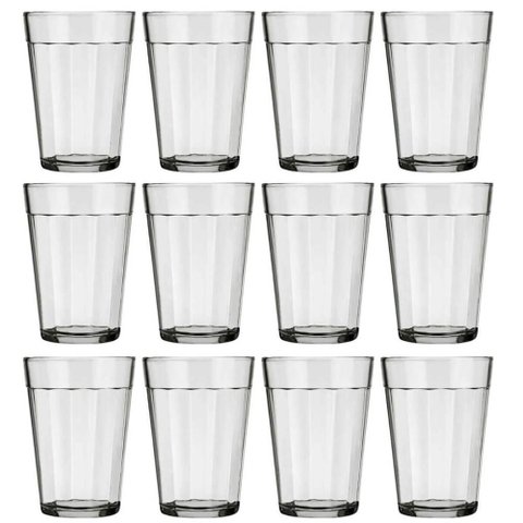 Conjunto 12 Copos Americanos 190ml Vidro Transparente Bar Café Cerveja Nadir Figueiredo