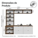 Ver imagem 3 de Estante Sala de Estar com Rack + Cristaleira 230cm Vik Madesa 01 Rustic-Branco