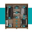 Ver imagem 6 de Guarda Roupa Casal 4 Portas com Espelho 3 Gavetas Fit Carraro Freijó Off White