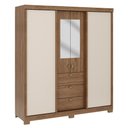 Ver imagem 2 de Guarda Roupa Casal 4 Portas com Espelho 3 Gavetas Fit Carraro Freijó Off White