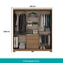 Ver imagem 4 de Guarda Roupa Casal 4 Portas com Espelho 3 Gavetas Fit Carraro Freijó Off White