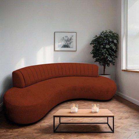 Sofá Orgânico 03 Lugares Sala Estar Celeste 200cm Bouclé