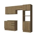 Ver imagem 2 de Armário de Cozinha Completa Torre Quente 100% Mdf 270cm Nogueira Celeste Kappesberg