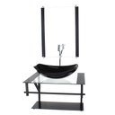 Ver imagem 1 de GABINETE DE VIDRO PARA BANHEIRO 60CM AP CUBA OVAL CHANFRADA PRETO COM TORNEIRA CROMADA