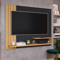 Painel Para TV 50 Polegadas Sala Quarto 135cm Preto Cinza Chumbo Nature 2 Prateleiras Home Dunas - 1 Painel Para TV 50 Polegadas Sala Quarto 135cm Preto Cinza Chumbo Nature 2 Prateleiras Home Dunas - 1
