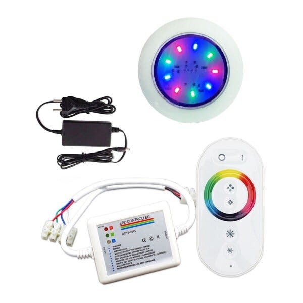 Kit Iluminação Para Piscina 1 Led 4,5w Colorido Rgb + Comando Controlador - 1