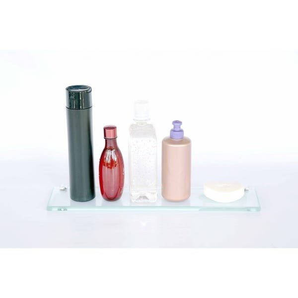 Porta Shampoo Reto com Rebaixo Saboneteira Vidro Incolor Lapidado - Aquabox - 40cmx9cmx8mm - 3