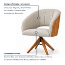 Ver imagem 4 de Kit 2 Poltronas Giratória Linho Premium Base Madeira Maciça Lia
