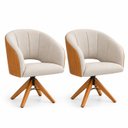 Ver imagem 2 de Kit 2 Poltronas Giratória Linho Premium Base Madeira Maciça Lia