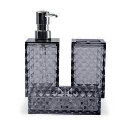 Conjunto Para Banheiro Haus Concept 3 Peças Fumê Brinox - 1 Conjunto Para Banheiro Haus Concept 3 Peças Fumê Brinox - 1