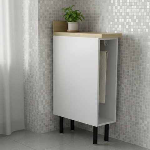 Balcão Nicho com Tampo Cozinha 20cm TM4311 MDF Grazi Branco/Carvalho Tropical