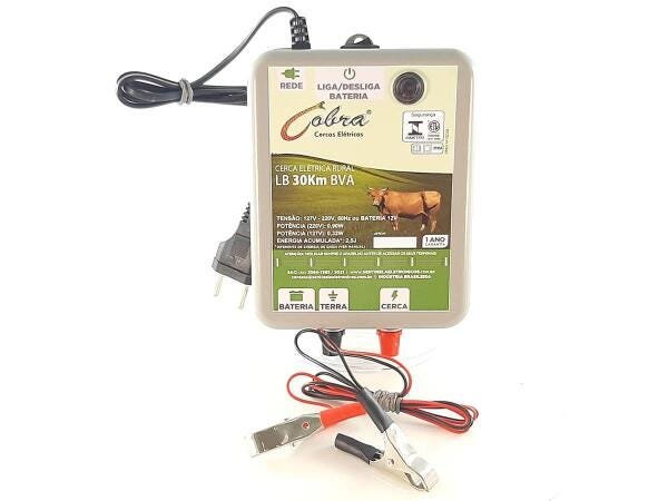 Eletrificador Cerca Elétrica Rual 30Km Luz E Bateria 12V - 1