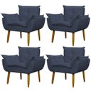 Ver imagem 1 de Kit 4 Poltronas Decorativa Sala e Quarto Opala Suede Herrero:azul Marinho