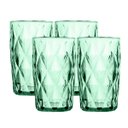 Ver imagem 1 de Conjunto 4 Copos de Vidro Diamond Verde Transparente Alto Grande 350ml Linha Cristal Luxo Elegante
