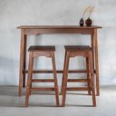 Ver imagem 2 de Conjunto Mesa Bancada com 2 Banquetas Moema em Madeira Castanho
