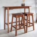 Ver imagem 3 de Conjunto Mesa Bancada com 2 Banquetas Moema em Madeira Castanho