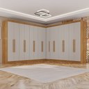 Ver imagem 1 de Guarda-Roupa de Canto Modulado 15 Portas 6 Gavetas Inglaterra Bege/Cinamomo/Off White