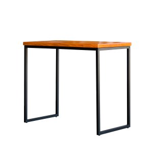 Mesa Bistro Alta 100cm Tampo Madeira Peroba com 120cm x 60cm Estilo Industrial - ÉdeCasaMóveis                                                 