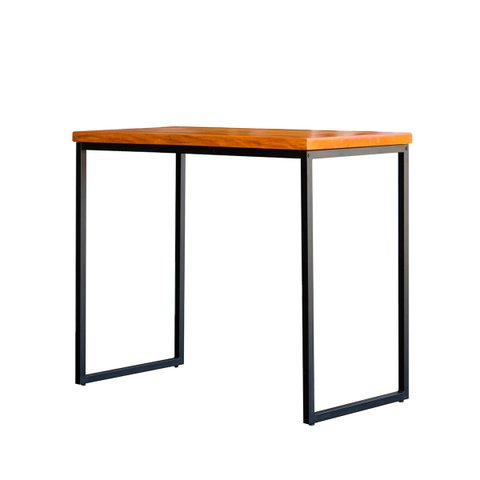 Mesa Bistro Alta 100cm Tampo Madeira Peroba com 120cm x 60cm Estilo Industrial - ÉdeCasaMóveis                                                 