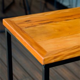 Mesa Bistro Alta 100cm Tampo Madeira Peroba com 120cm x 60cm Estilo Industrial - ÉdeCasaMóveis                                                  - 7