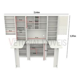 Armário Multifuncional Ateliê M1 Estação Trabalho Costura - Branco - 3