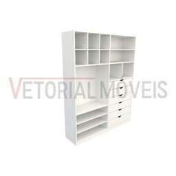 Armário Arara Gaveta Samara M4 100% Mdf (closet / Colmeia) - Branco - 6