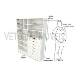 Armário Arara Gaveta Samara M4 100% Mdf (closet / Colmeia) - Branco - 2