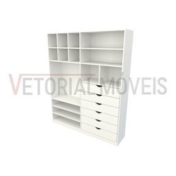 Armário Arara Gaveta Samara M4 100% Mdf (closet / Colmeia) - Branco - 4