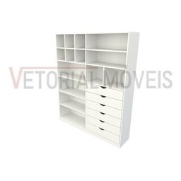 Armário Arara Gaveta Samara M4 100% Mdf (closet / Colmeia) - Branco - 5