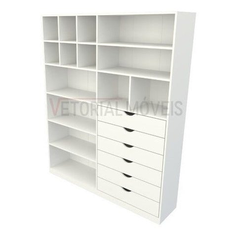 Armário Arara Gaveta Samara M4 100% Mdf (closet / Colmeia) - Branco