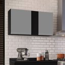 Ver imagem 2 de Kit 02 Armários Aéreo de Cozinha Lavanderia 02 Portas Agata 100 cm - D’Rossi Preto e Cinza