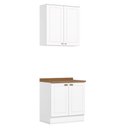 Ver imagem 1 de Cozinha Modulada Americana 2 Peças Aéreo e Balcão 80cm Branco/nature com Tampo Mdp - Móveis Henn
