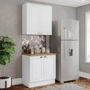 Ver imagem 2 de Cozinha Modulada Americana 2 Peças Aéreo e Balcão 80cm Branco/nature com Tampo Mdp - Móveis Henn