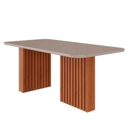 Conjunto de Mesa de Jantar Tampo de Vidro Off White Ester 1,80 com e 6 Cadeiras Paola Cinamomo/ - 3