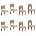 Ver imagem 1 de Kit de 8 Cadeiras para Sala de Jantar Pés em Madeira Maciça Liz Bege/Cinamomo/Linho