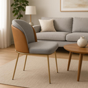 Ver imagem 2 de Cadeira Estofada com Encosto Curvo e Base em Aço Carbono – Luna Exclusiva Linho Cinza