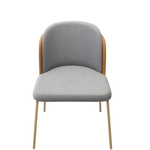 Cadeira Estofada com Encosto Curvo e Base em Aço Carbono – Luna Exclusiva Linho Cinza