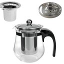 Ver imagem 6 de Chaleira Vidro Infusor Inox Bule 500ml Grande Cha Cafe Coador Jarra Transparente Luxo