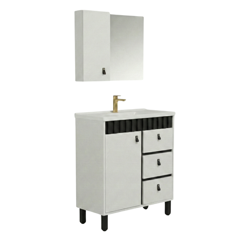 Conjunto Gabinete de Banheiro Cecilia com Pé 60cm