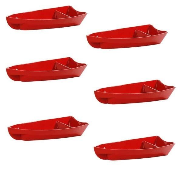 Conjunto De Barco Sushi VEM P 600Ml 6 Peças Vermelho