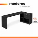 Ver mais imagens de Escrivaninha Mesa Computador Preta Reta ou em L 2 Gavetas Top NT2060 Notável 75x200x45