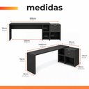 Ver imagem 5 de Escrivaninha Mesa Computador Preta Reta ou em L 2 Gavetas Top NT2060 Notável 75x200x45