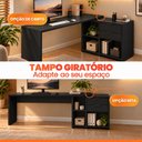 Ver imagem 4 de Escrivaninha Mesa Computador Preta Reta ou em L 2 Gavetas Top NT2060 Notável 75x200x45