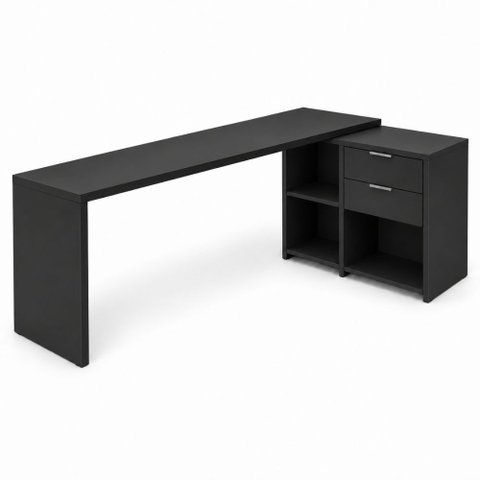 Escrivaninha Mesa Computador Preta Reta ou em L 2 Gavetas Top NT2060 Notável 75x200x45